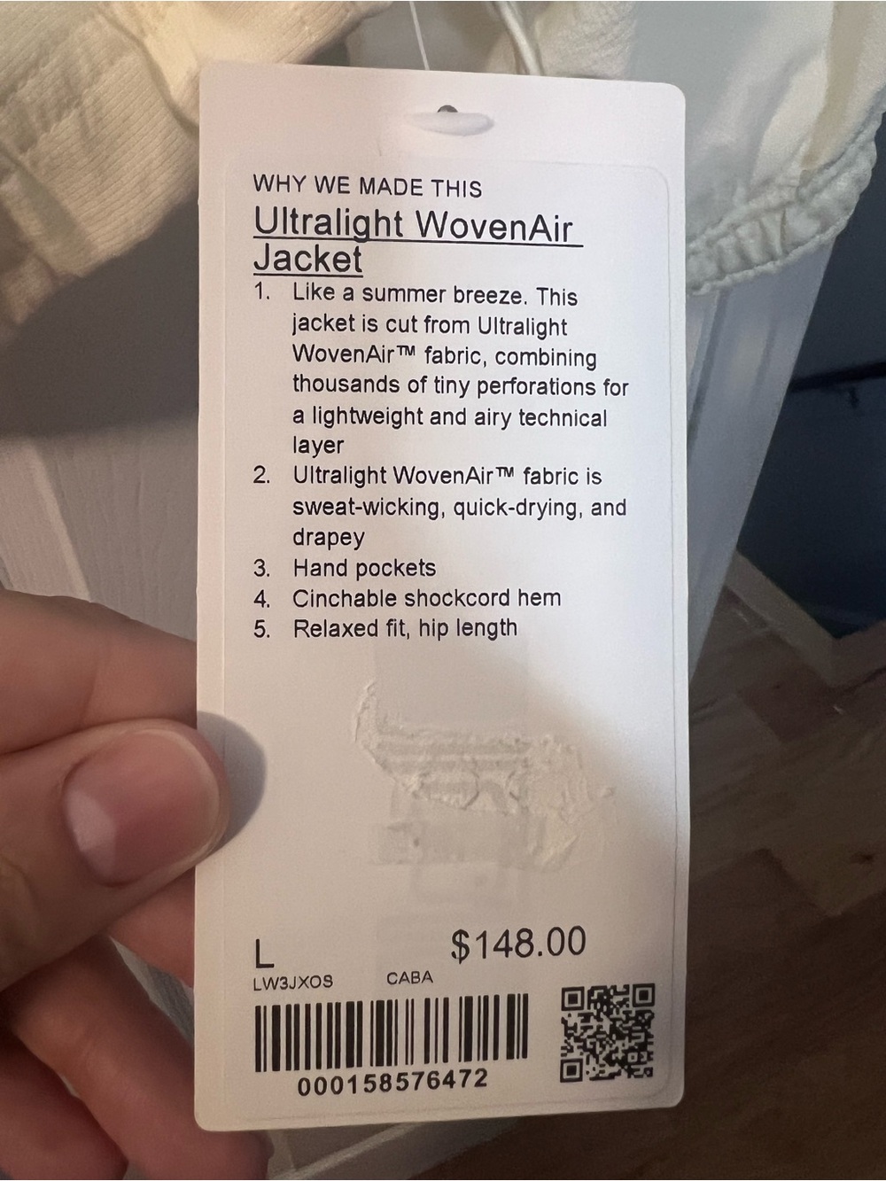 #862 Lululemon Ultralight WovenAir Jacket Coconut Ivory L NWT - Picture 2 of 5